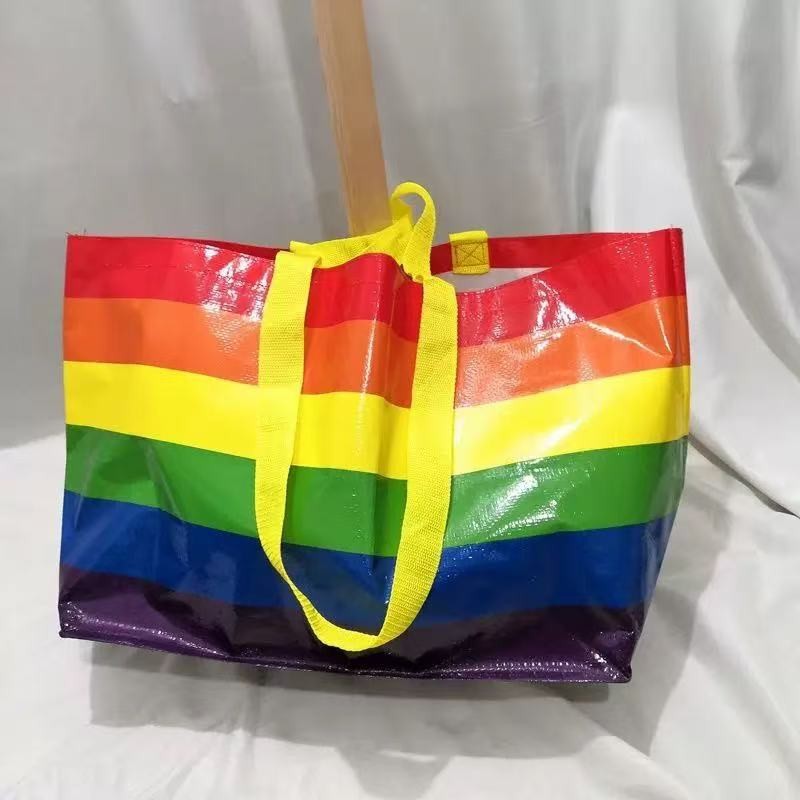 [พร้อมส่งในไทย] ถุงกระสอบสายรุ้ง Jumbo ขนาดใหญ่ ทนทาน ใช้ขนของ/ย้ายบ้านได้