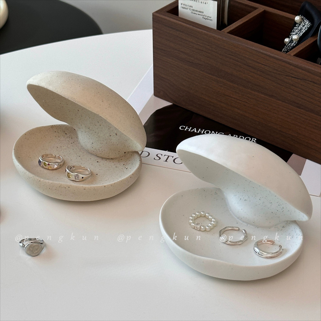 กล่องเครื่องประดับเปลือกเซรามิก R Earrs สร้อยคอถาดเก็บห้องนอนเครื่องประดับตกแต่งทางเข้า P2O9