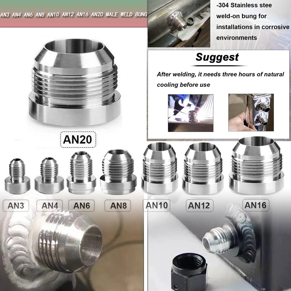 AN3 AN4 AN6 AN8 AN10 AN12 AN16 AN20 อลูมิเนียมเชื่อมบน Fitting Bung Nut วาล์วจับคุณภาพสูง