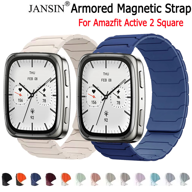 ซิลิโคน Quick สําหรับ Amazfit Active 2 Square กีฬาสายรัดข้อมือแม่เหล็กสําหรับ Band