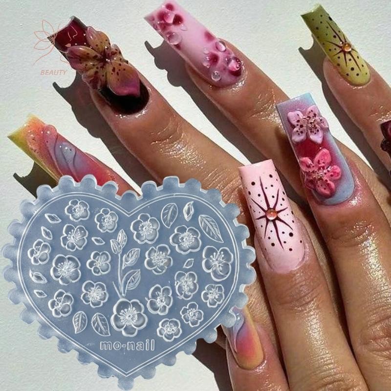 [maybeauty] Rose ดอกไม้ 3D ซิลิโคนแม่พิมพ์เล็บแม่แบบ DIY ตกแต่งเล็บ Soft Stamping ออกแบบเครื่องมือ {TH}
