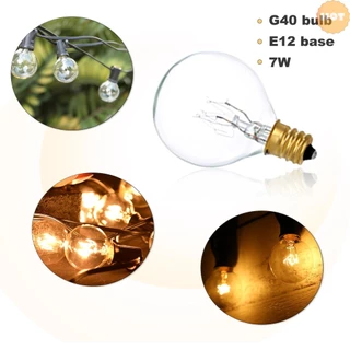 [2025 Super Sale]G40 หลอดไฟเปลี่ยน G40 ทังสเตน 7W 220-240V Clear Globe หลอดไฟ E12 ฐานหลอดไฟสําหรับในร่มกลางแจ้ง Patio Decor บ้านงานแต่งงานตกแต่ง