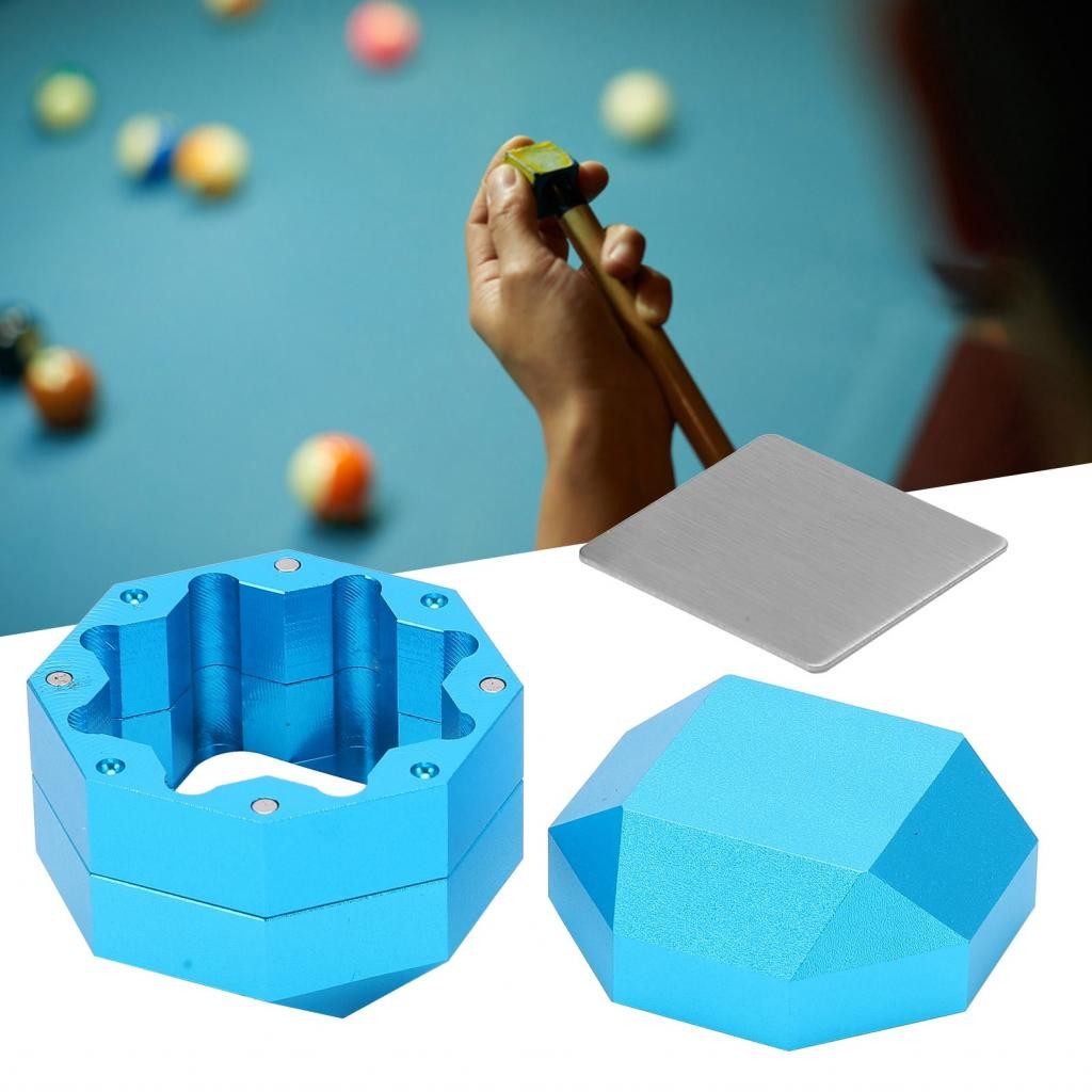 Cue Chalk Box Billiard Snooker Accessory ที่มีแพทช์โลหะสำหรับพกพา