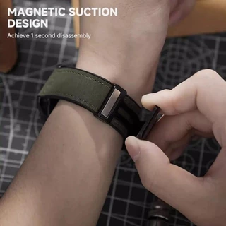 สร้อยข้อมือซิลิโคนหนังแม่เหล็ก สําหรับ Samsung Galaxy Watch 7/8 Ultra 47 มม./8 Classic 46 มม. Quick Fit รองรับ 9/8 44/40 มม. สายรัดข้อมือ