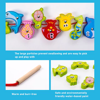 Geetoy เปสคาเรียแม่เหล็ก ของเล่นตกปลาตลก มอนเตสซอรี ของเล่นเพื่อการศึกษาสําหรับของขวัญเด็ก