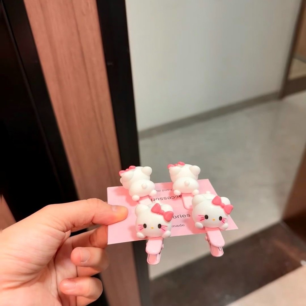 Hello Kitty กิ๊บติดผม พร้อมคลิปด้านข้าง และDuckbill Clip สำหรับจัดแต่งทรงผมแบบไม่มีรอยต่อ