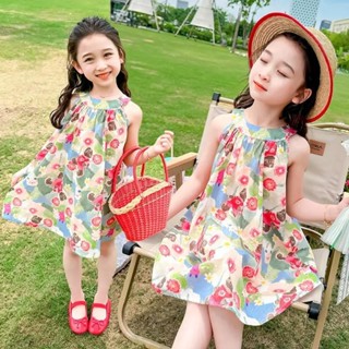 ชุดเดรสเด็กผู้หญิง ชุดเดรสลายดอกไม้ ชุดเด็กผู้หญิงน่ารักๆ เน…