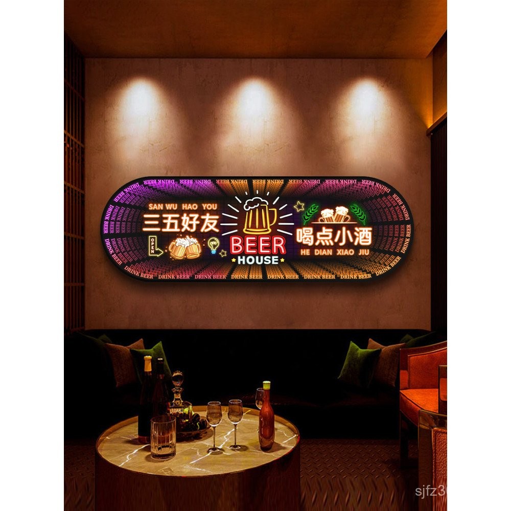 Luminous บาร์บีคิว Shop ภาพวาดตกแต่งภาพจิตรกรรมฝาผนัง Neon Light ภาพวาด KTV Baofang บาร์รับประทานอาห