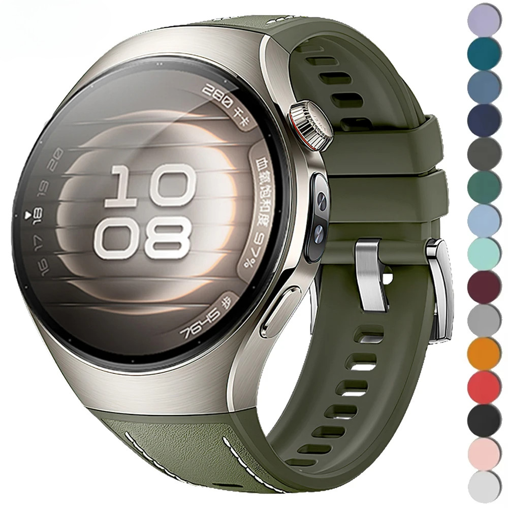 สายหนังซิลิโคนสําหรับ หัวเว่ย นาฬิกา 5 46 มม.42 มม.สายนาฬิกาอัจฉริยะสายรัดข้อมือยางนุ่มสําหรับนาฬิกา หัวเว่ย 5 46 มม.42 มม. สร้อยข้อ