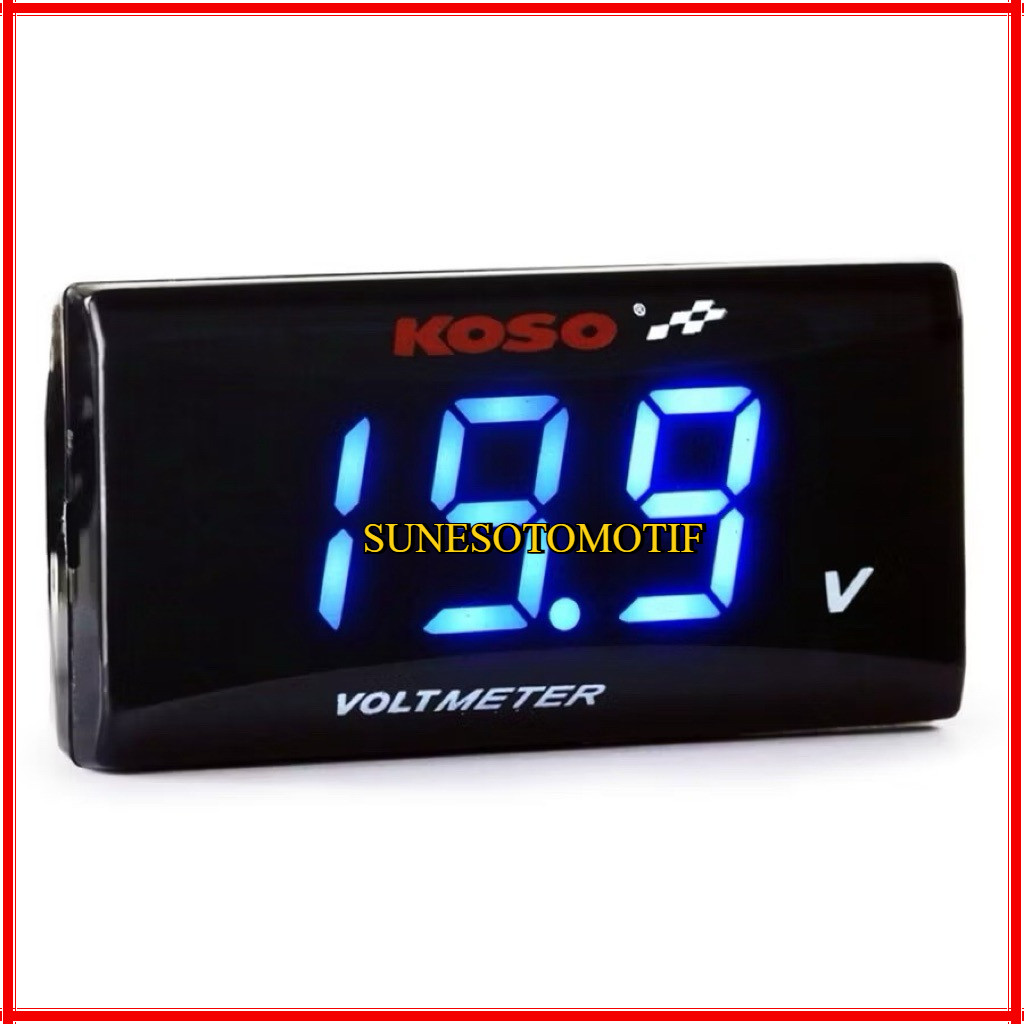 ORIGINAL KOSO Box Voltmeter VOLT METER DIGITAL RED BLUE BACK LIGHT SUPER SLIM STYLE