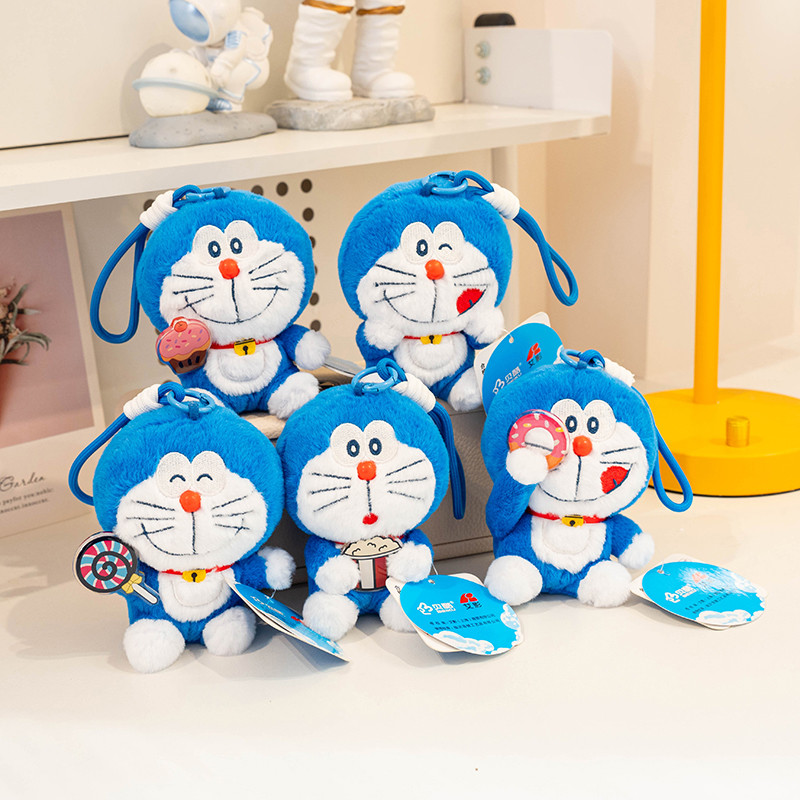 โดราเอมอนขนมซีรีส์ของเล่นตุ๊กตาการ์ตูนอะนิเมะโดราเอมอนยัดตุ๊กตากระเป๋าจี้พวงกุญแจของขวัญ