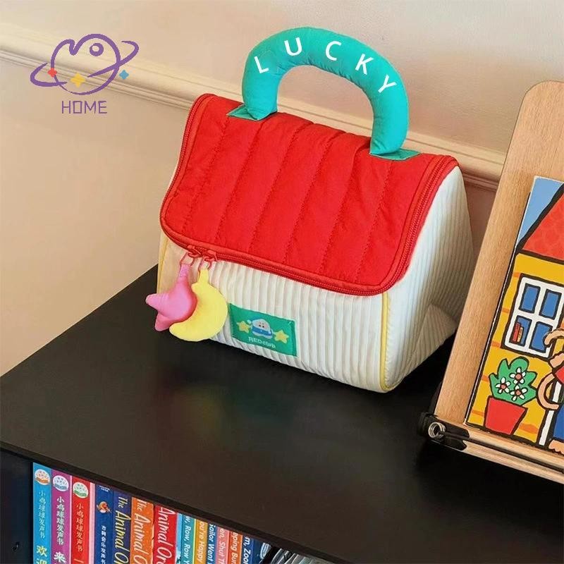 [อาจโฮม] กระเป๋าแต่งหน้ากระท่อมน่ารักสําหรับเด็กผู้หญิง, กระเป๋าเก็บผลิตภัณฑ์ดูแลผิวความจุขนาดใหญ่, กระเป๋าล้างเดินทางแบบพกพาแบบใช้มือถือ {ไทย}