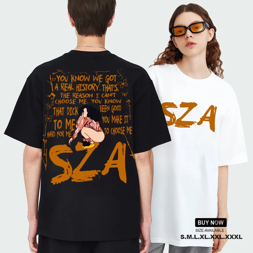 SZA Luxury อัลบั้ม Lana Fun Design Big Print 100% Cotton T-shirt Fan T-shirt SOS Fashion Shirt