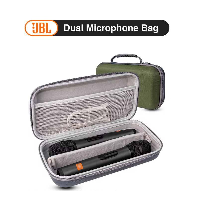 กล่องเก็บไมโครโฟนแบบแข็ง EVA สำหรับ JBL PartyBox ไมค์ไร้สายคู่ พกพาสะดวก ขนาด 26.5ซม เส้นผ่านศูนย์กลางไม่เกิน 6ซม