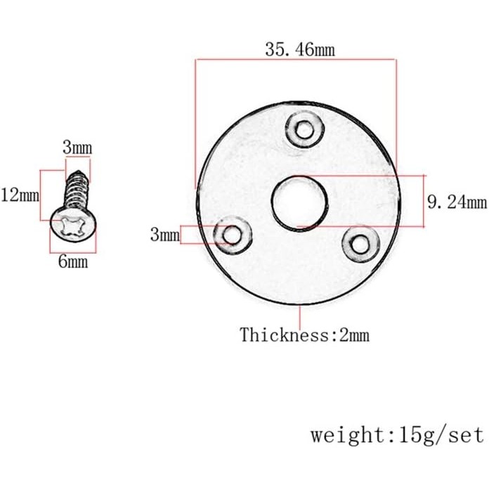 Round Guitar Jack Plate Indented 1/4 Inch Guitar Pickup Output Input Jack Socket Plate Metal Jack Pl