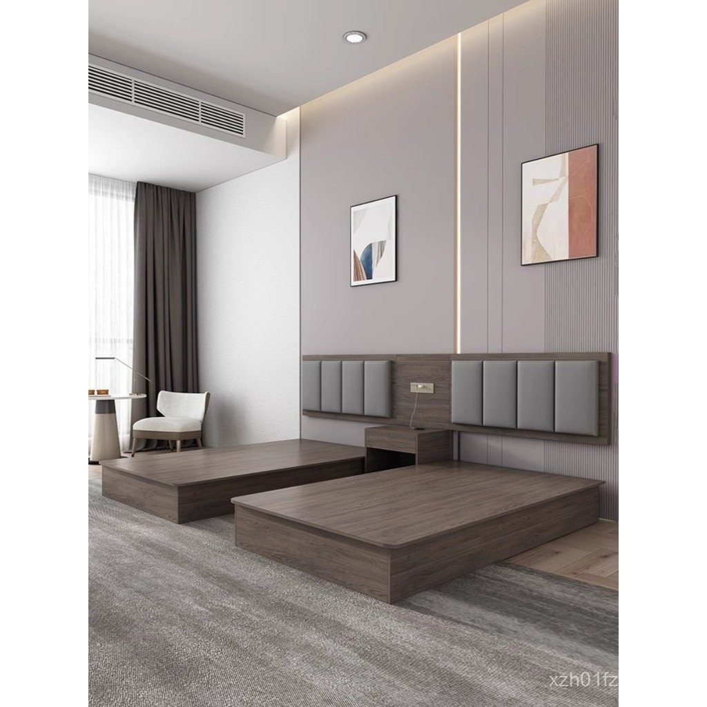 JZWA Guest Room Bed Hotel Bed LS เฟอร์นิเจอร์ห้องพักโรงแรมครบชุด Dedicated B & B Bed Apartment เตียง