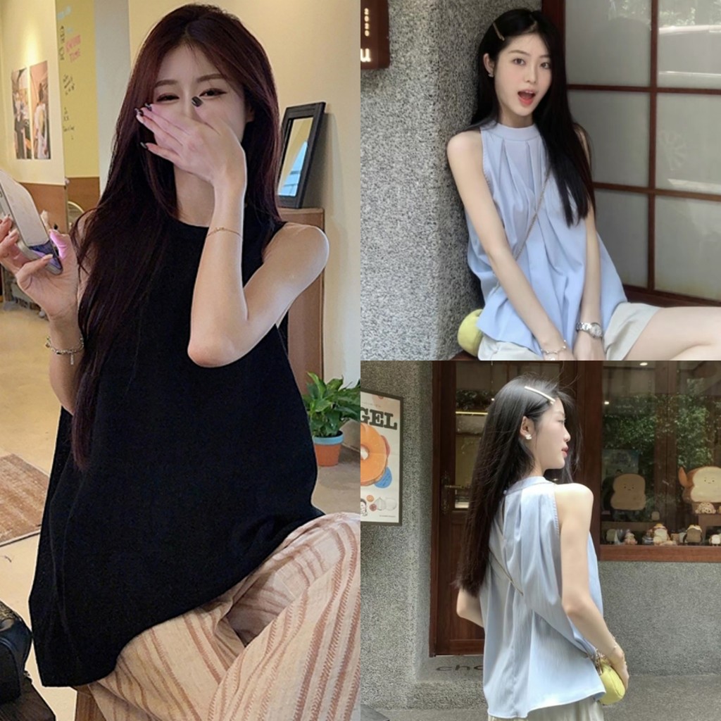 🍊Enelyn🍊เสื้อแขนกุด ผ้าบางเบาสีสดใส สไตล์หลวมๆ สไตล์ใหม่ประจำฤดูร้อน เสื้อผู้หญิง สไตล์เกาหลี สวมใส่สบาย