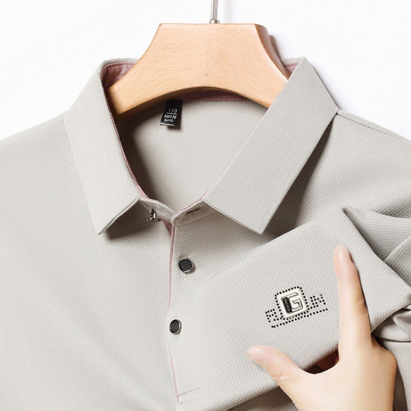 ธรรมดาเสื้อโปโลผู้ชาย โอ เวอร์ไซส์ โปโลเสื้อยืดผู้ชายปกเสื้อโปโลลําลองสําหรับ ผู้ชาย คลาสสิกเสื้อโปโลแขนสั้น6สี - รูปที่ 5