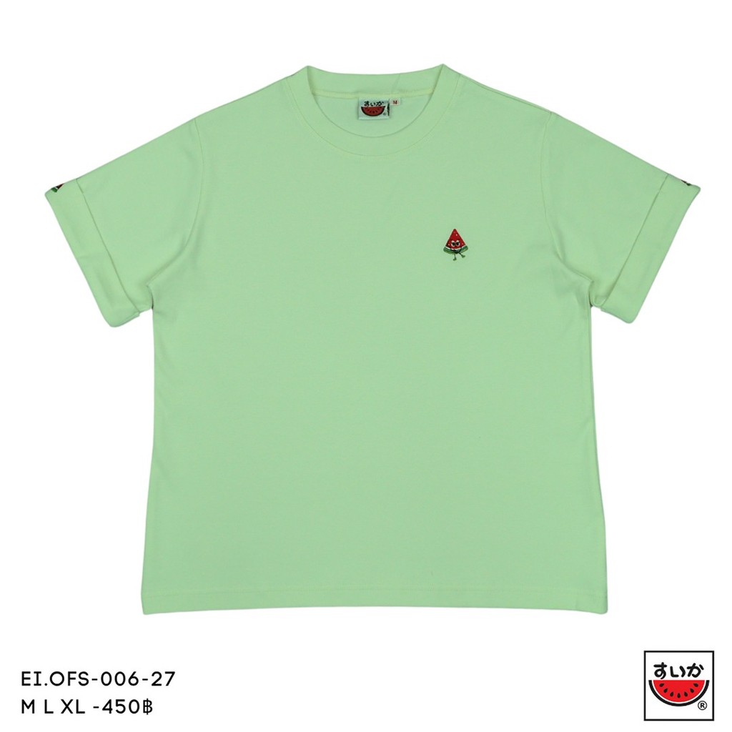 เสื้อแตงโม (SUIKA) –  เสื้อยืดคอกลมแขนสั้นเบิ้ลปลายแขน ผ้าอินเตอร์ล็อก ลายปัก ( EI.OFS-002 003 004 006 007 ) ราคา ถูกที่สุด ดีลบีเคเค แกลเลอรีภาพที่ 6