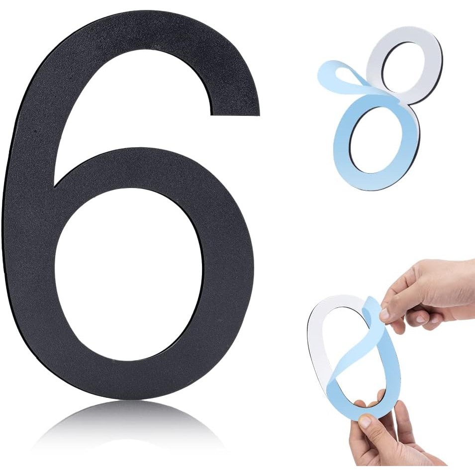 บ้านเลขที่สแตนเลส 6 Inch Self Adhesive House Number ติดกาวง่าย สำหรับประตู บ้าน และกล่องจดหมาย