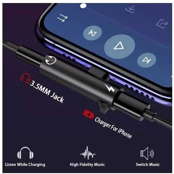 PAUIAO OTG 2in1 Lightning AUX แจ็ค 3.5 มม. Female to Lightning Male - P21