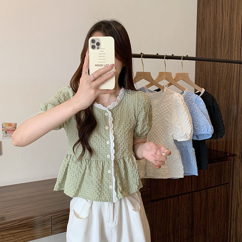 SuSu  พร้อมส่ง   เสื้อ เสื้อไหมพรมแขนสั้นสไตล์เกาหลี ดีไซน์รัดรูปเอวสวย เนื้อนุ่มอุ่นน่ารักมาก 60109 ราคา ถูกที่สุด ดีลบีเคเค แกลเลอรีภาพที่ 8