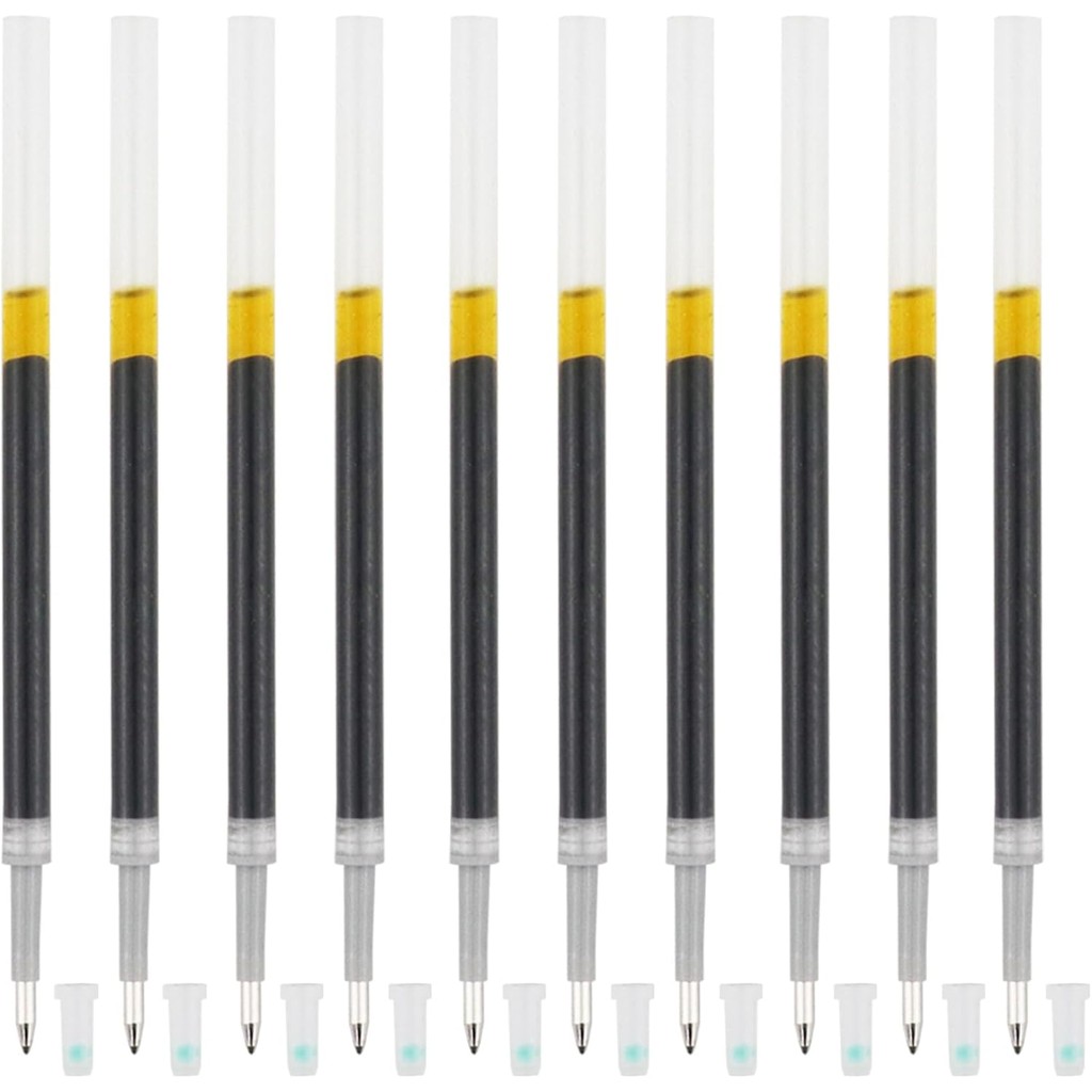10 ชิ้นสีดําเจลหมึกเติมปากกาเจลเหลวเติม - 0.5 มิลลิเมตร Fine Line Retractable เจลหมึกปากกา Rollerball ปากกา