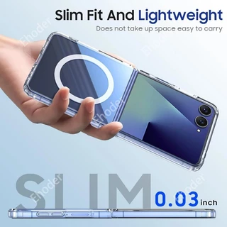 SAMSUNG กันกระแทกปลอกใสสําหรับSamsung Galaxy Z Flip 8 7 6 5 4 3 5G 4Gเคสโทรศัพท์ClearถุงลมนิรภัยAnti-Fallฝาครอบป้องกันแม่เหล็กสําหรับZFlip8 ZFlip7 Flip6 Flip5 Flip4 ZFlip6 shell