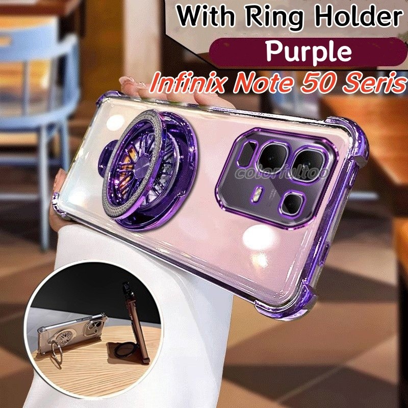 Infinix Note 50 2025 ปลอกอ่อนสําหรับ Infinix Note 50 Pro Plus 50Pro + 50S 50X 4G 5G Clear Jelly เคสกันกระแทกพร้อมขาตั้งแม่เหล็กผู้ถือหนาถุงลมนิรภัยกันชนฝาครอบโทรศัพท์
