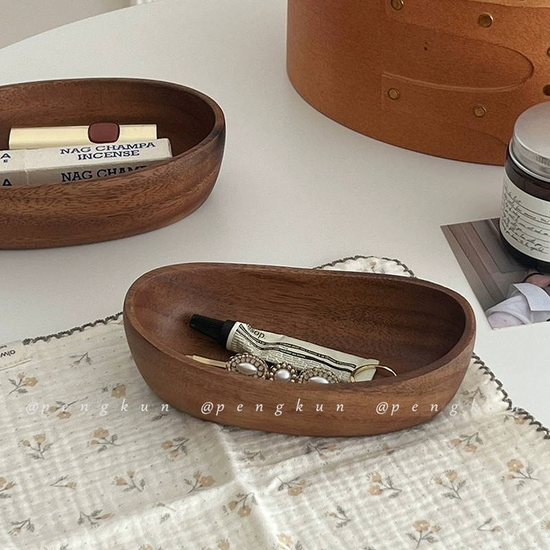 Ins Retro Walnut Desktop กล่องเก็บไม้ถาดเก็บเครื่องประดับ Entrance Key Sundries Organizer ถาด ราคา ถูกที่สุด ดีลบีเคเค แกลเลอรีภาพที่ 3