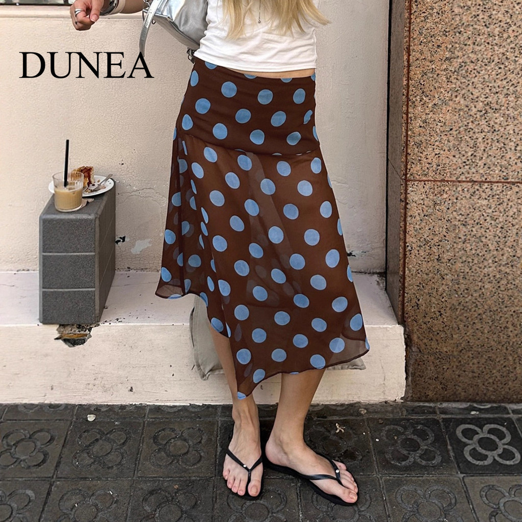 DUNEA กระโปรงตาข่ายลายจุดแบบเซ็กซี่สำหรับผู้หญิง