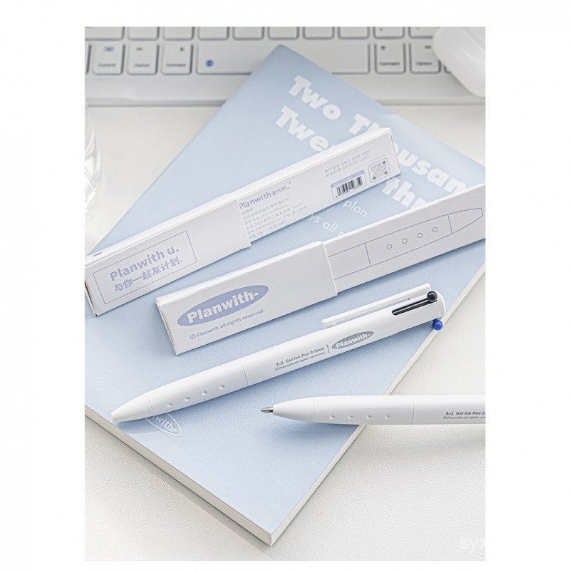 Multi-Color In One Red Pen Multi-Function ปากกาเจลโมดูลปากกาสีดําปากกาเครื่องเขียน Make สามสีหมายเหต