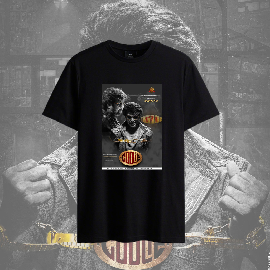 Coolie Rajini T เสื้อ SUPER STAR RAJINI เสื้อ Coolie ภาพยนตร์ 100% ผ้าฝ้ายแขนสั้นสําหรับ Unisex ผู้ห