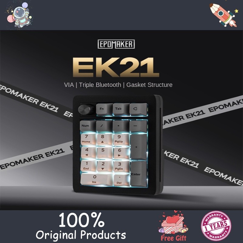 EPOMAKER EK21 ปะเก็นแผ่นสามโหมดไร้สายแบบถอดเปลี่ยนได้แป้นพิมพ์เชิงกลสํานักงานสําหรับเล่นเกม
