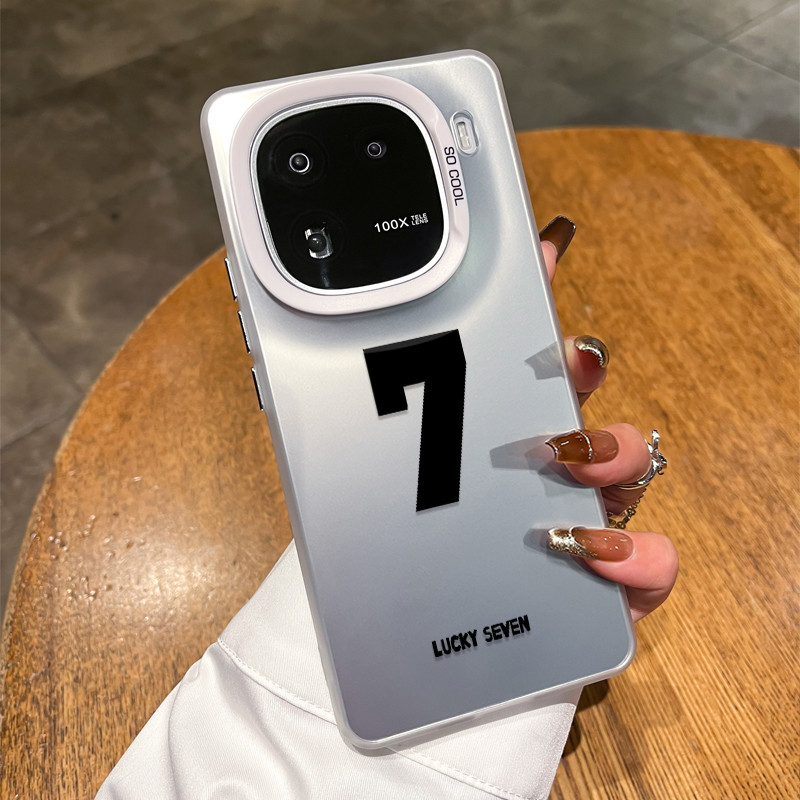 Tingzhen ที่ใช้งานได้ IQOO13 เคสโทรศัพท์ Simple Lucky Number Seven 12PRO ผู้ชายผู้หญิงสไตล์ใหม่ 11 I