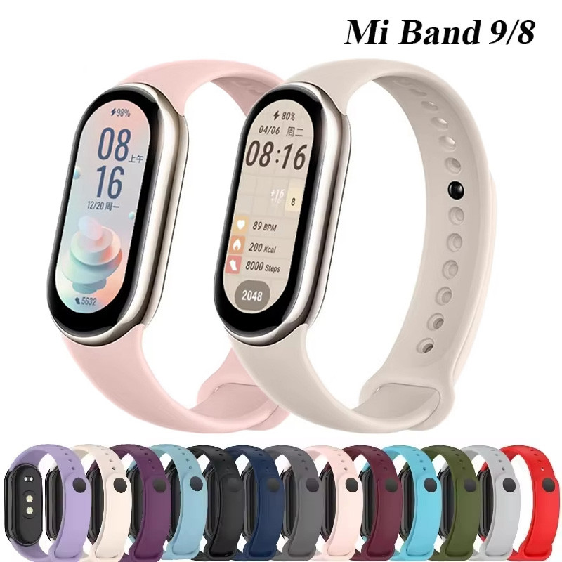 กีฬา ดูสายรัด For Xiaomi Mi band 8-9 NFC การเปลี่ยน Miband9/8 สร้อยข้อมือซิลิโคน สายรัดกันน้ำ Mi band 9 เครื่องประดับ