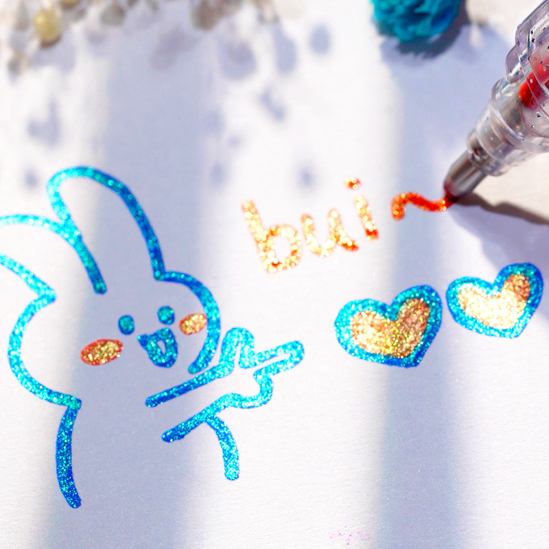 Banmi [อัพเกรด Strobe] ปากกากลิตเตอร์ 1.0 มม. Aurora Strobe 12 ปากกาเจลสี Pearl Glitter Contour ปากก