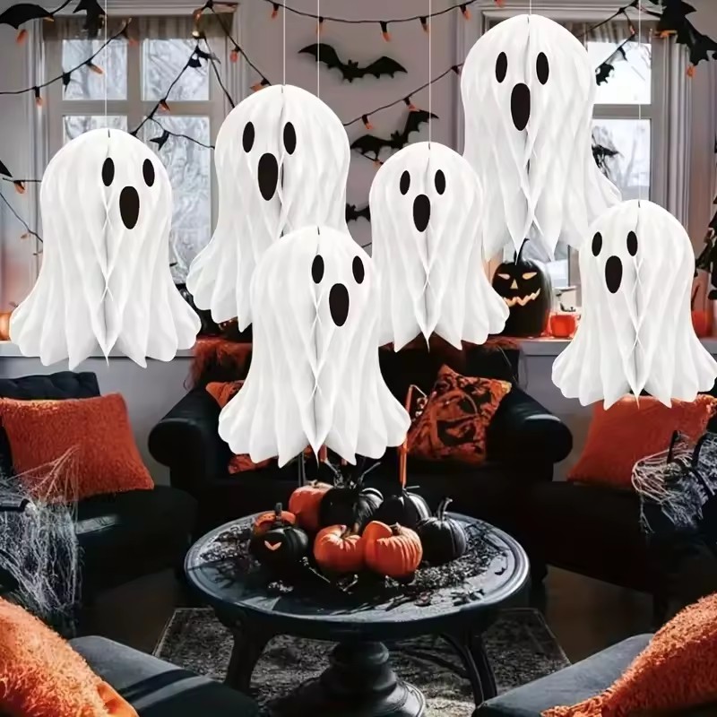 Spooky ฮาโลวีนรังผึ้ง Spectre โคมไฟ DIY Decor - Handmade Ghost แขวนเครื่องประดับสําหรับเทศกาลเค้าโคร