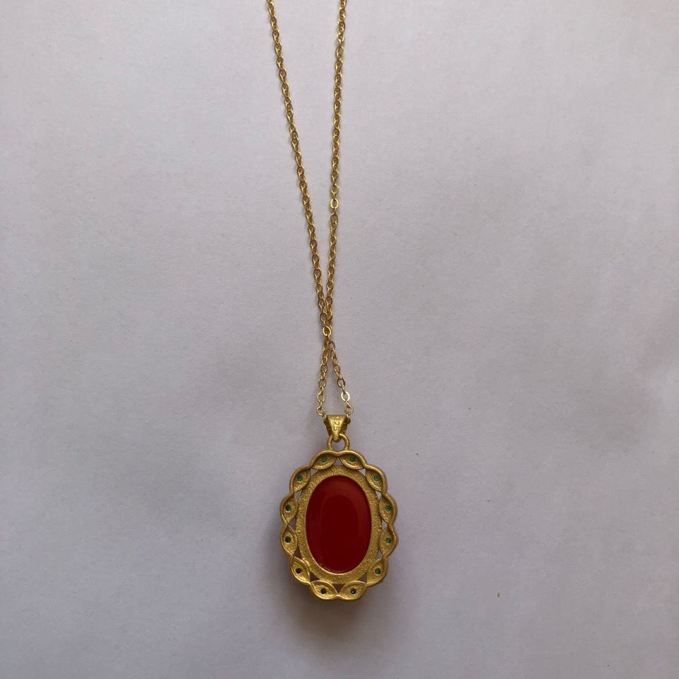 คอลเลกชันโบราณทําในราชวงศ์ชิง เฮเทียน หยกทับทิมกiltสร้อยคอราชวงศ์ชิงนางสนมเครื่องประดับสร้อยคอคอลเลก