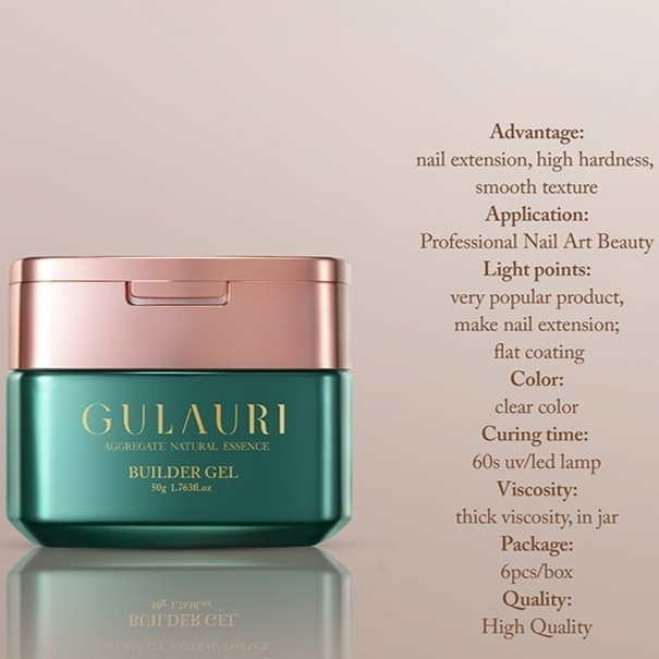 Gulauri Builder Gel กระปุกเขียว 50g เจลต่อเล็บ ไม่ร้อนหน้าเล็บ เจลปั้นนูน  เนื้อเจลสีใส -Janelle