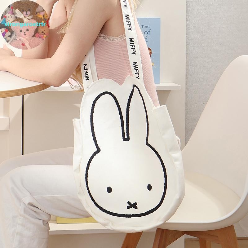 Strongaroetrtr กระเป๋า Tote กางเกงลายการ์ตูน Miffy ขนาดใหญ่ ใช้งานง่าย พร้อมพกพา
