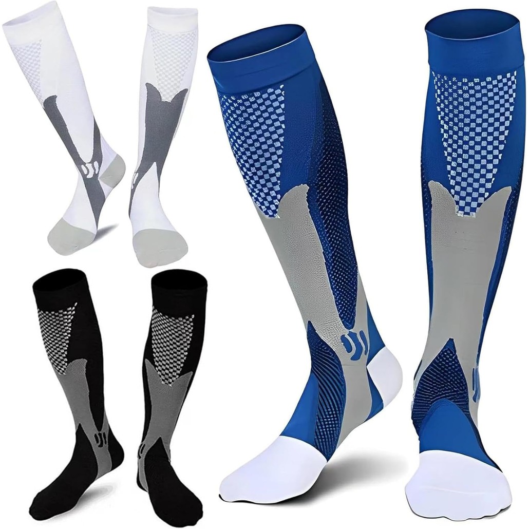 FEISIGE 3 Pair Compression Socks, Circulation 20-30 mmhg Compression Stockings, Flight Socks, Knee H