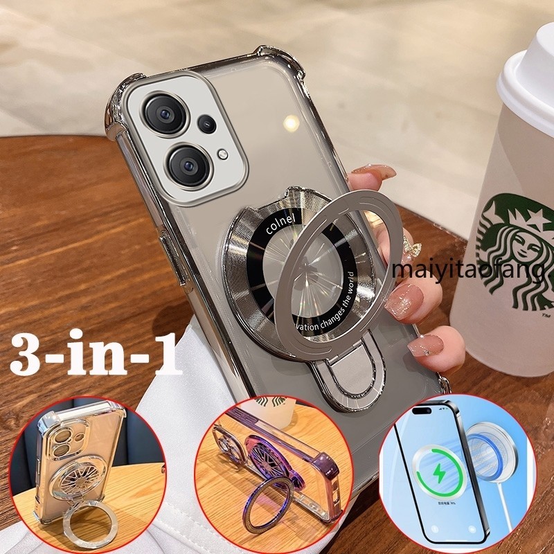 [3 in 1]เคสสําหรับRealme 9 pro plus realme 9i realme 9 pro + ที่วาง3D Uกันกระแทกความงามใหม่360° Clea