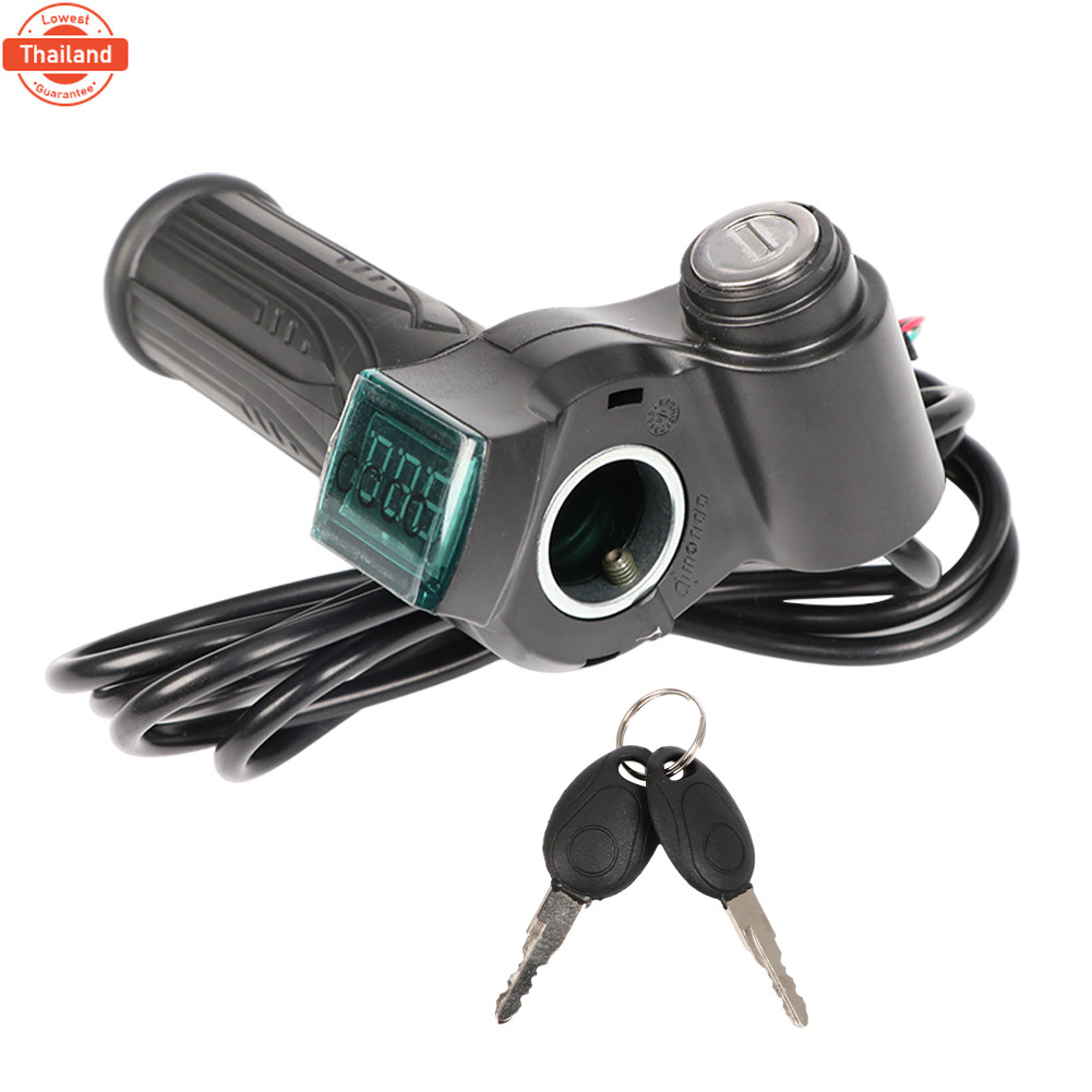 Mr. Jam 24/36/48/60/72V LED ดิจิตอลเมตรไฟฟ้าสกู๊ตเตอร์จักรยานคันเร่ง Handlebar พร้อมสวิตช์ไฟ LED จอแ
