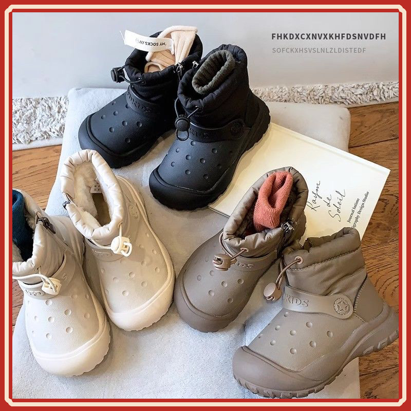 รองเท้าบู๊ทลุยหิมะสำหรับเด็กผู้หญิง ดีไซน์น่ารัก หนานุ่มกันหนาวและกันน้ำได้
