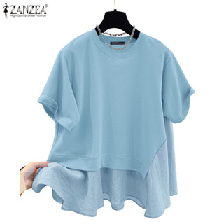 ZANZEA เสื้อยืดแขนสั้นคอกลม สไตล์ลำลองและแฟชั่นเกาหลี