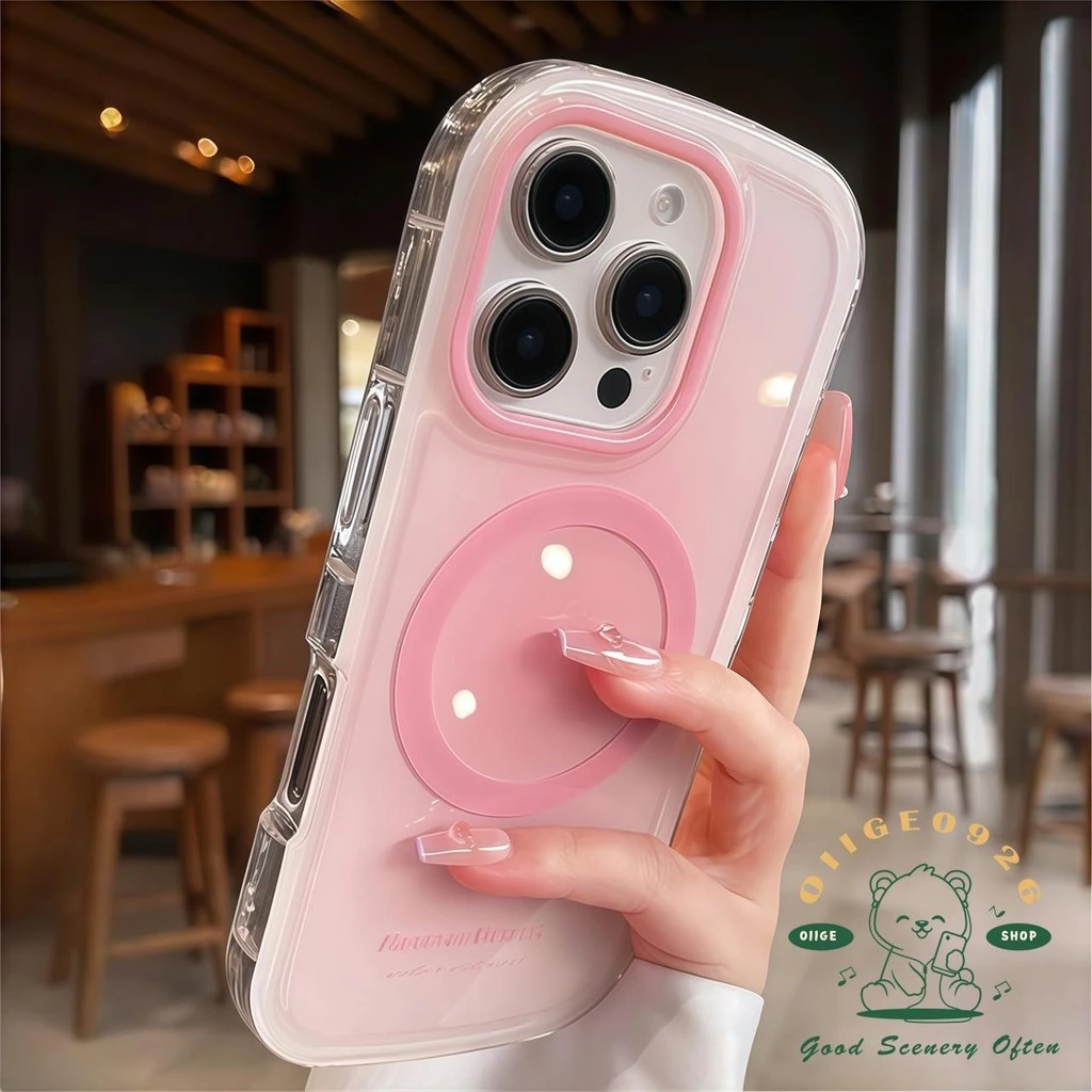 IMD การไล่ระดับสีแม่เหล็กเคสโทรศัพท์ iphone16 Pro Max 15 14 13 12 ปลอกสําหรับเคส iPhone ซิลิโคนนุ่ม TPU กันกระแทก
