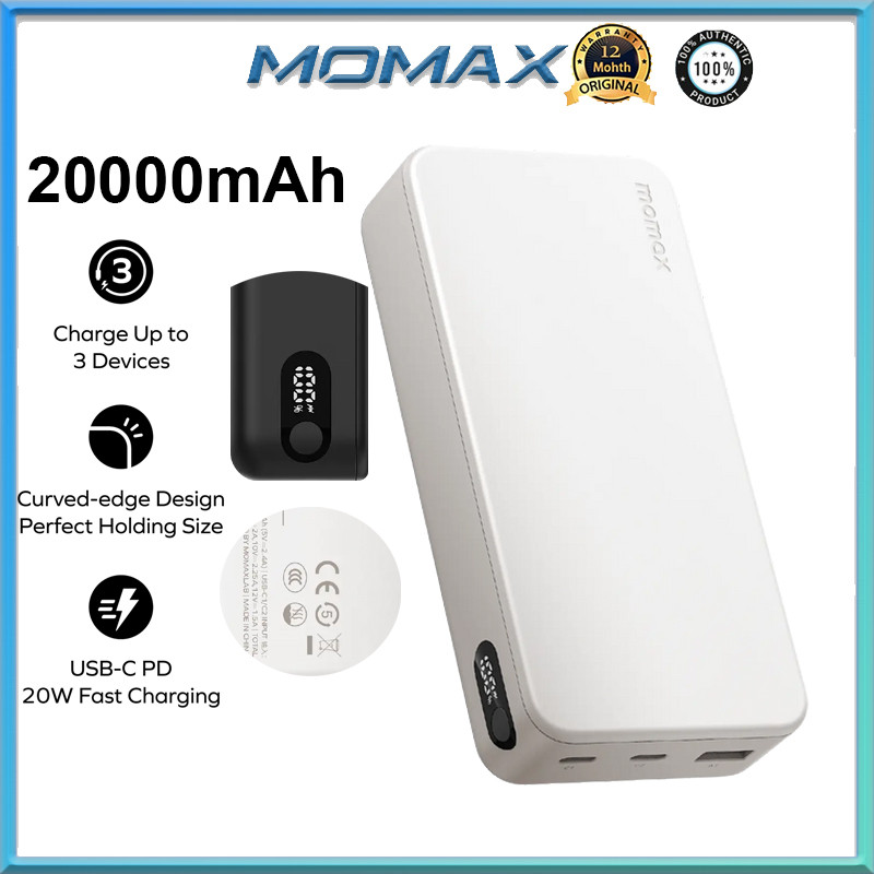 MOMAX 20000mAh Power Bank พร้อม Smart Display PD 22.5W Fast Charging Battery Pack 1-Power Vital Powe