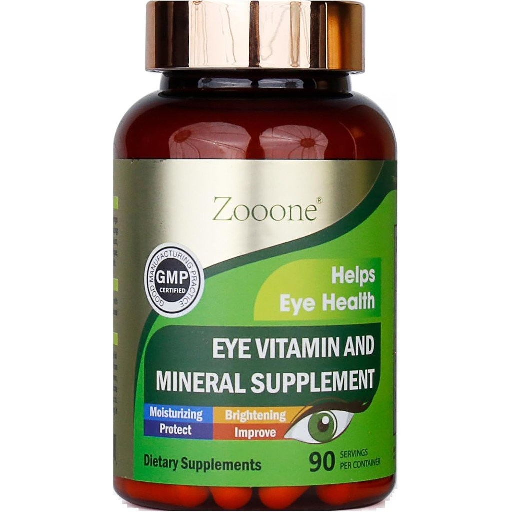 zooone- 90pcs Lutein Eye Vitamins Supplement for Macular Health and Dry Eye, Contains Lutein, Zinc, 