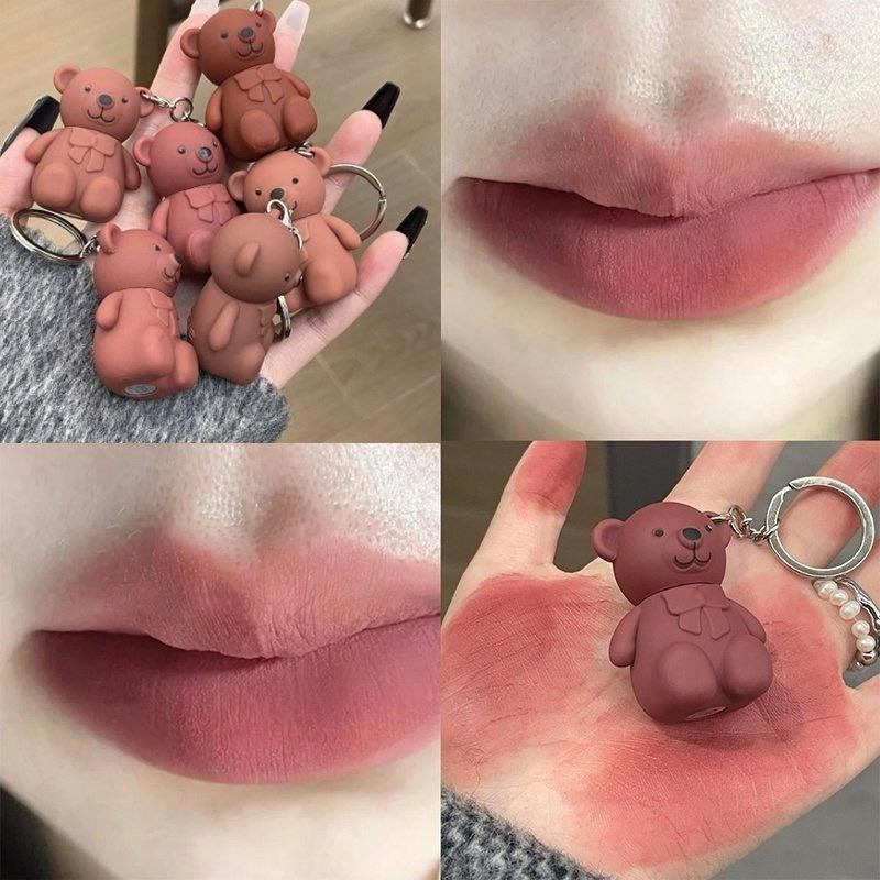 BulingBuling ลิปสติก เนื้อแมตต์กำมะหยี่ พวงกุญแจ รูปหมี น่ารัก Cosmetic Cosmetics